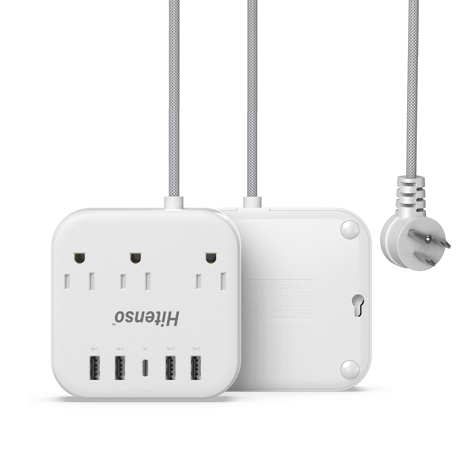 Удлинитель Hitenso US с USB-портом c, дорожный сетевой фильтр для круизного лайнера, плоский настенный штекер с 3 розетками, удлинители для кабеля