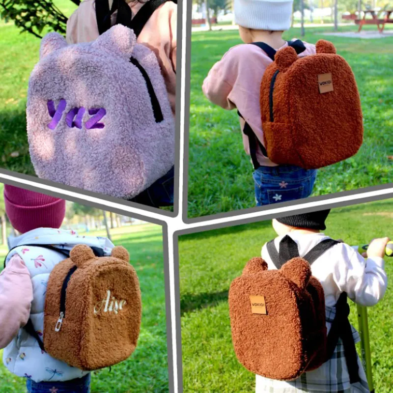 Mochila infantil bonita de felpa de alta calidad para la escuela Mini mochila esponjosa mochila para niños