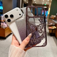 Coque de téléphone portable de luxe en diamant papillon en stock pour iPhone 17 Pro Max 17 Air 17 16 15 14 13 12 11 – Housse arrière scintillante