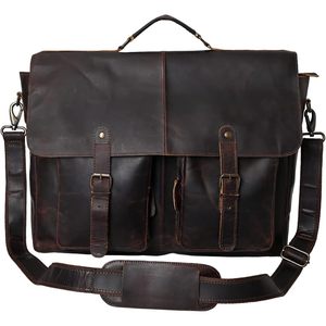   Maletín de Cuero Vintage de 18 Pulgadas, Bolso Bandolera Grande para Portátil para Hombre y Mujer, Elegante Bolso para Computadora para Oficina o Viajes - Product Image 6