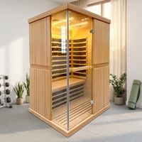 Ruang Sauna Inframerah Jauh Kayu Solid Dalam Ruangan dengan Panel Kontrol Komputer, Terapi Uap dan Cahaya Merah Modern untuk Manfaat Kesehatan