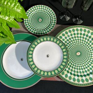 Germany fine en gros assiete porcelain floral chargers platter ramadan vaisselles ensemble nordic green dinner ceramic sets - Product Image 4