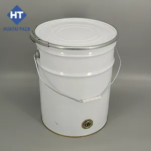 Al por mayor, Cubo de anillo de bloqueo, contenedor de tambor de barril de 20 litros, Cubo de lata de metal de pintura redonda personalizado con tapa de metal