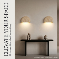 Lámpara de Pared Moderna de Travertino Amarillo Natural, Forma de Media Luna, LED G9, Aplique de Pared de Piedra para Interiores, CRI90, 3000K, Luz Cálida para Dormitorio