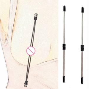 Pinzas de Acero para Pezones con Doble Barra Ajustable y Tensor Deslizante, Juguetes Sexuales para Mujeres, BDSM Extremo - Product Image 1