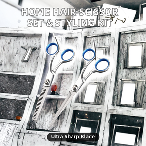 Hair Scissor Set Home Use Stainless Steel Sharp <b>Blade</b> 6 Inch Right-Handed <b>Barber</b> Scissors Kit Clippers Razor Thinning Cutting - Product Image 2