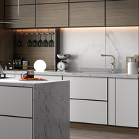 Line Design Armoire de cuisine de style blanc Armoire de cuisine en acier inoxydable avec comptoir en marbre