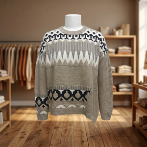 เสื้อสเวตเตอร์ถักคอกลมลายเรขาคณิตสำหรับผู้หญิงแขนยาวแบบลำลอง - Product Image 4