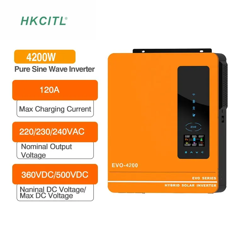 Energía energética 5KVA MPPT 450Vdc PV Entrada 220V 48V 5Kw On Off Grid Tie Inversor solar híbrido