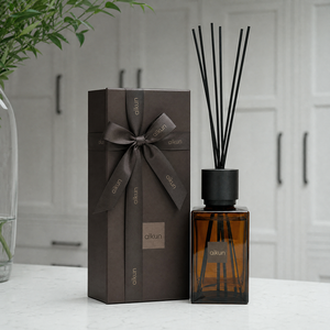 Aikun Large Capacity Amber Rectangular Glass Bottle Matte Black Capped Fiber <b>Stick</b> Home Fragrance Reed <b>Diffuser</b> for Home Decor - Product Image 1