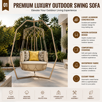 Fauteuil suspendu haut de gamme en aluminium, canapé balançoire d'extérieur résistant aux intempéries, lit de jardin, mobilier de patio haut de gamme pour villa
