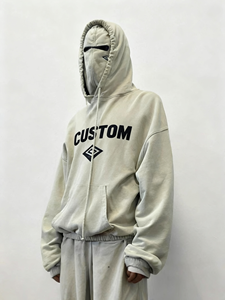 Sudaderas con Capucha Personalizadas de Felpa Francesa de Algodón Grueso para Hombre, Corte Holgado y Recortado, con Mascarilla Integrada - Product Image 1