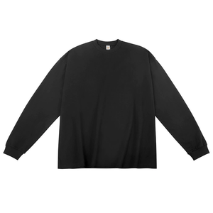 T-shirt a maniche lunghe in puro cotone stile americano da <span class=keywords><strong>uomo</strong></span>, <span class=keywords><strong>abbigliamento</strong></span> di marca alla moda, vestibilità ampia, scollo piccolo, strato base pesante - Product Image 2