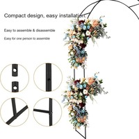 Arche de mariage en fer de 2,4 m de haut – Support robuste pour fleurs et ballons avec crochets de fixation pour guirlandes (noir thermolaqué)