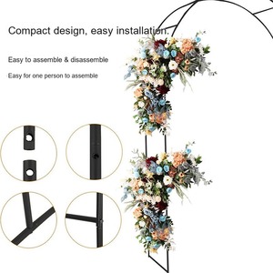 8ft Tall Iron Wedding Arch <strong>Background</strong> Stand - Heavy-Duty Floral &amp; Balloon Frame with Vine Support Hooks (Powder-Coated Black) - Product Image 6