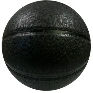 Grosir Murah Tanpa Logo Hitam Komposit Kulit PU Bola Karet Licin Bola Basket Kualitas Tinggi