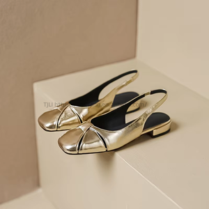 Factory Wholesale Square Head Hollow Out After the Empty Single Retro Thick Low <b>Heel</b> Flat Baotou Sandals for Women's Shoes - Product Image 6