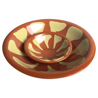 Ensemble de 3 assiettes et bols en mélamine de style arabe pour le Ramadan, 5"/7"/9", avec motif soleil couchant beige, pour la cuisine du Moyen-Orient