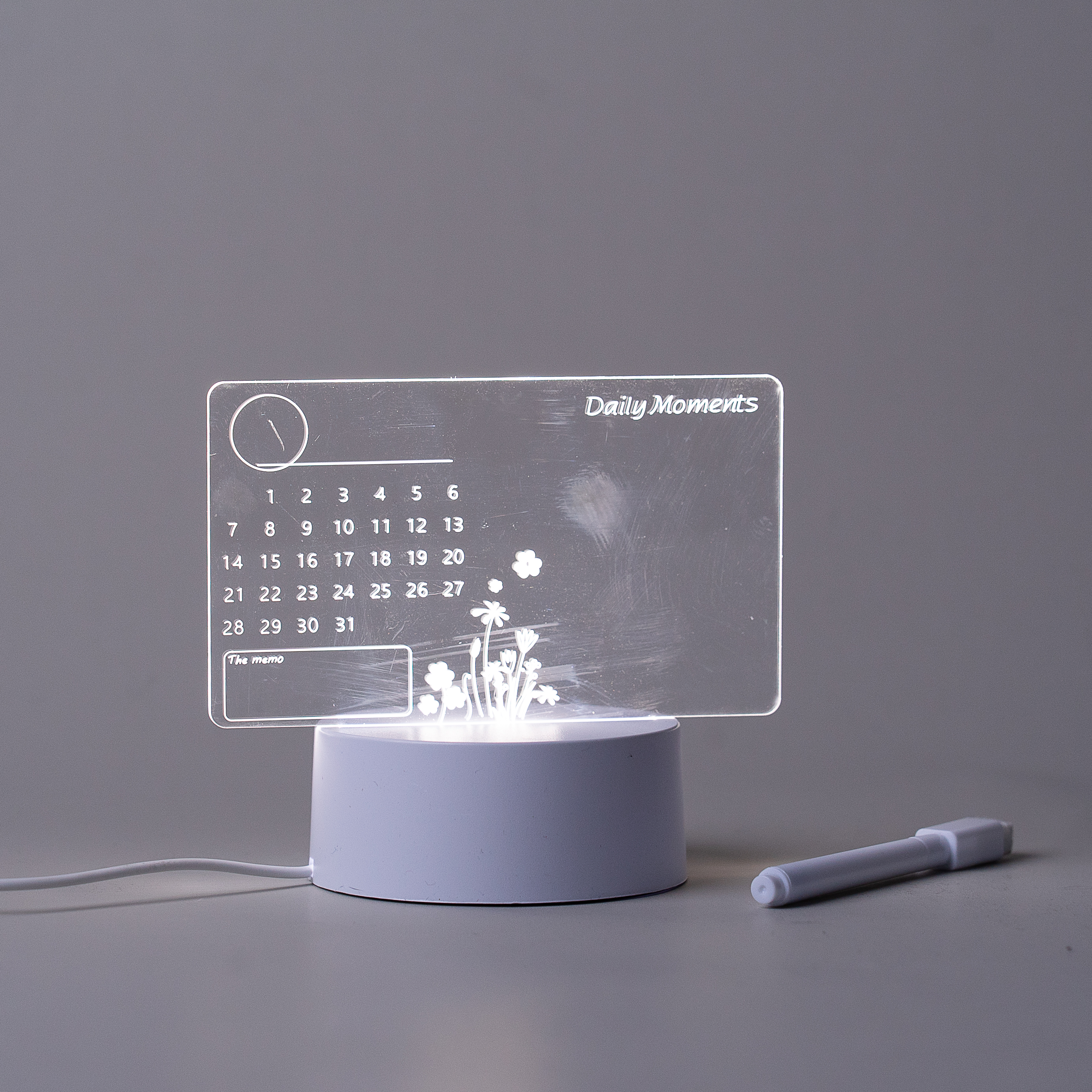 Креативный подарок, 3d светящаяся самодельная светодиодная пустая акриловая перезаписываемая прозрачная доска для сообщений, ночник с деревянной базовой ручкой, доска для заметок