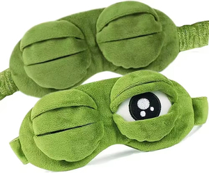 Mascherina per Dormire a Forma di Rana Verde, Design Peluche per Donne e Bambini, Maschera Oculare per Viaggi e Yoga - Product Image 2