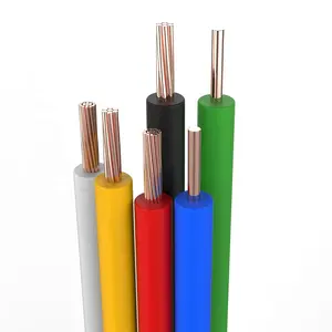 Cabo de pvc flexível para proteção elétrica, fio de cabo de 10awg 16mm2 único núcleo, 0.5mm, cabo único núcleo