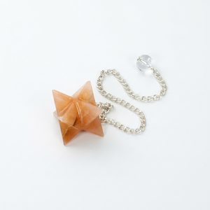 Péndulo de Radiestesia Merkabia de Tetraedro Estelar de Piedra Solar, Colgante de Cristal Tallado a Mano para Reiki con Cadena, Estilo Gujarati - Product Image 3