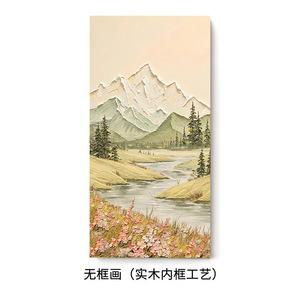 Hand <b>Painted</b> <b>Oil</b> Painting <b>Landscape</b> Mountain River Scene 100% Handmade Artwork For Wall Decor Entryway Hallway Home Decor - Product Image 5