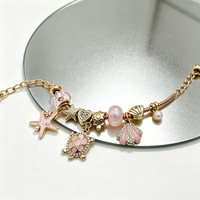 Pulsera de Acero Inoxidable Chapada en Oro con Diseño de Estrella de Mar y Concha Rosa, Resistente al Agua, Éxito de Ventas en Tiktok, Joyería Fanhua