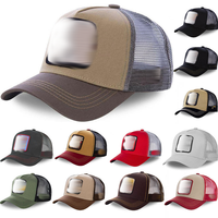 Topi Trucker 5 Panel Sporty Motif Kartun Hewan, Dapat Disesuaikan, Bahan Katun Mesh Bordir Patch Kotak, untuk Pria & Wanita