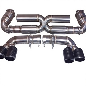 Scarico Sportivo in Acciaio Inox da 3'' per <span class=keywords><strong>Porsche</strong></span> 991.1/991.2 <span class=keywords><strong>Turbo</strong></span> <span class=keywords><strong>S</strong></span> con Terminali in Fibra di Carbonio - Product Image 2