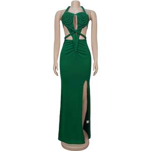 Femmes Sexy tricoté licou dos nu couleur unie longueur au sol décontracté avant transfrontalier pour <span class=keywords><strong>Aliexpress</strong></span> pour Amazon européen - Product Image 4