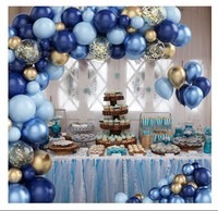 Confettis Ballons Luxueux Joyeux Anniversaire Mariage Macaron Bleu Paillettes DIY Latex Ballon Guirlande Arc Kit ensembles de ballons