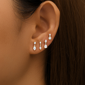 ROXI 4 Piece <b>Set</b> Minimalist 925 <b>Sterling</b> <b>Silver</b> Personalized Geometric Inlaid Zircon Sample Daily Ear <b>Stud</b> <b>Earring</b> <b>Set</b> for Women - Product Image 3