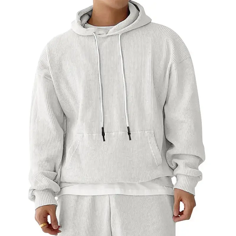 Grosir kaus kasual kustom hoodie pullo0ver ukuran plus kosong desain kelas berat wafel pria
