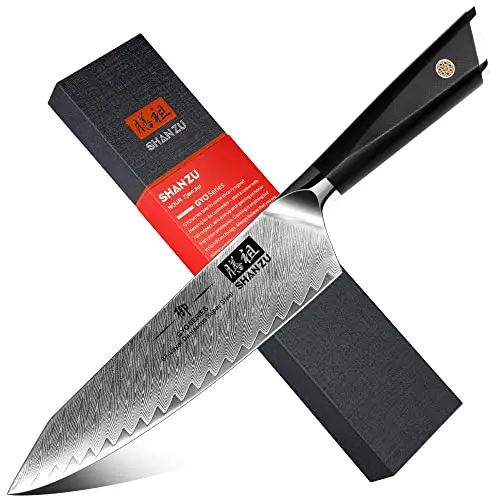 SHAN ZU GYO Series Professional Full Tang G10 Handle Razor-Sharp Kitchen Knife 8 Inch Japanese Chef Knife with VG10 Steel Core