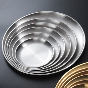 Plato de servir de acero inoxidable plateado, platos de cena redondos coreanos para restaurante, barbacoa, plato multiusos, bandeja de fruta de comida de <span class=keywords><strong>Metal</strong></span> - Product Image 6