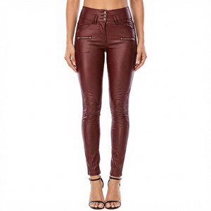 Pantalones de Invierno para Mujer, de Cuero Genuino de Alta Calidad, Corte Recto, Diseño Personalizado, Transpirables, Cintura Media, Impermeables, Estilo Hip Hop - Product Image 1