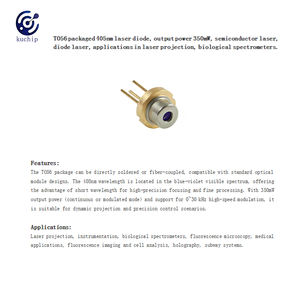 To56 đóng gói <span class=keywords><strong>Diode</strong></span> <span class=keywords><strong>Laser</strong></span> 405nm Công suất đầu ra 350mW cho các ứng dụng chiếu <span class=keywords><strong>laser</strong></span> <span class=keywords><strong>diode</strong></span> bán dẫn chất lượng cao - Product Image 2
