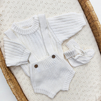 Cadeau pour nouveau-né, ensemble de vêtements pour bébé de haute qualité, ODM, unisexe, en coton, tricot épais, pull et salopette pour garçons et filles, 0-3 mois