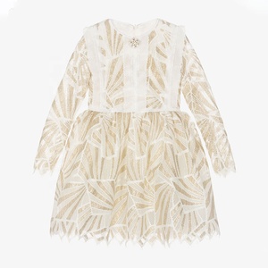 فساتين للفتيات الصغيرات لون ذهبي دانتيل مزخرف عالي الجودة فساتين مخصصة للحفلات والأعراص وأعياد الميلاد ملابس أطفال تصميم غربي - Product Image 2