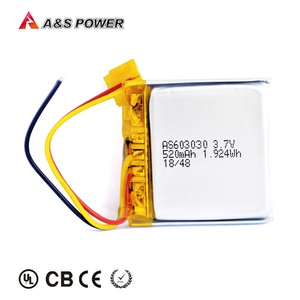 China factory 603030 rechargeable 3,7 v 520 mah lithium polymer battery with UL/KC/UN38.3/WERCS certificate - Product Image 6