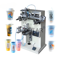 Machine d'impression d'écran incurvée semi-automatique cylindrique d'imprimante d'écran en soie pour le logo rond de tube de bouteille en verre de tasse de papier en plastique