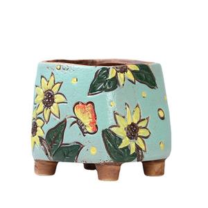 กระถางต้นไม้เซรามิกสไตล์เกาหลี วาดลายด้วยมือ งานปั้นหยาบ วินเทจ แกะสลัก สร้างสรรค์ สำหรับปลูกไม้อวบน้ำแบบแขวนผนัง - Product Image 6