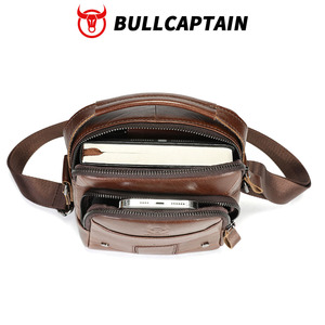 Bolso Bandolera BULLCAPTAIN de un Solo Tirante para Hombre, de Cuero Genuino, con Bolsillos para Teléfono Celular - Product Image 6