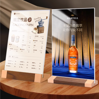 Magnifique présentoir en bois avec support de signalétique en acrylique transparent pour menu de table, étiquettes de prix, brochures et affiches en papier