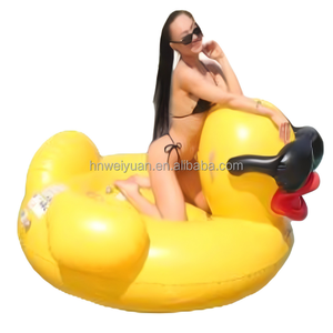 Barco de pato amarillo de dibujos animados, barco de natación, salvavidas grueso de PVC ecológico para niños, para piscina, fiesta, agua - Product Image 2