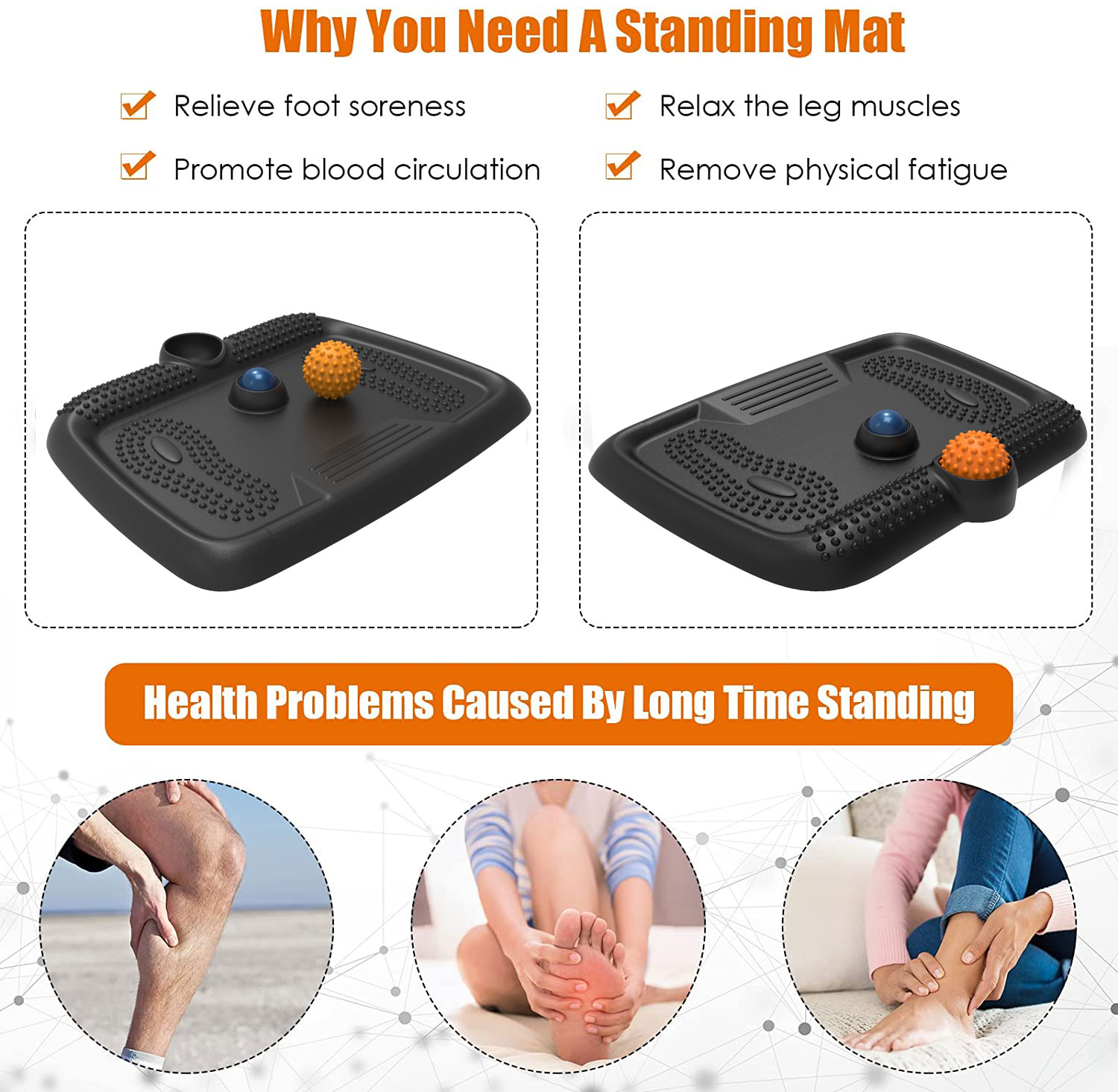 Anti-fatigue Office Standing Mat with Foot Massage