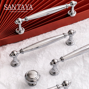 Tiradores de Muebles de Latón, Cromados Plateados, para Gabinetes de Cocina, Tiradores de Cobre Sólido de Lujo para Armarios, Cómodas y Cajones - Product Image 2