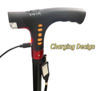 Canne de Mobilité SOS Panique avec Alarme Lumineuse, Radio FM, LED et Pied Antidérapant en Caoutchouc, Batterie au Lithium Rechargeable Quotidienne