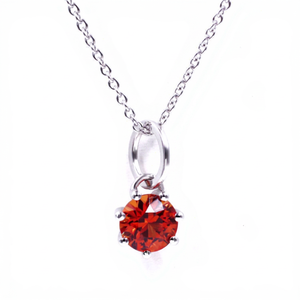 TIANYU GEMS Collier Pendentif Femme en Or 14K Personnalisé avec Corindon Rouge Simple, Sertissage Griffe, Style Classique - Product Image 1